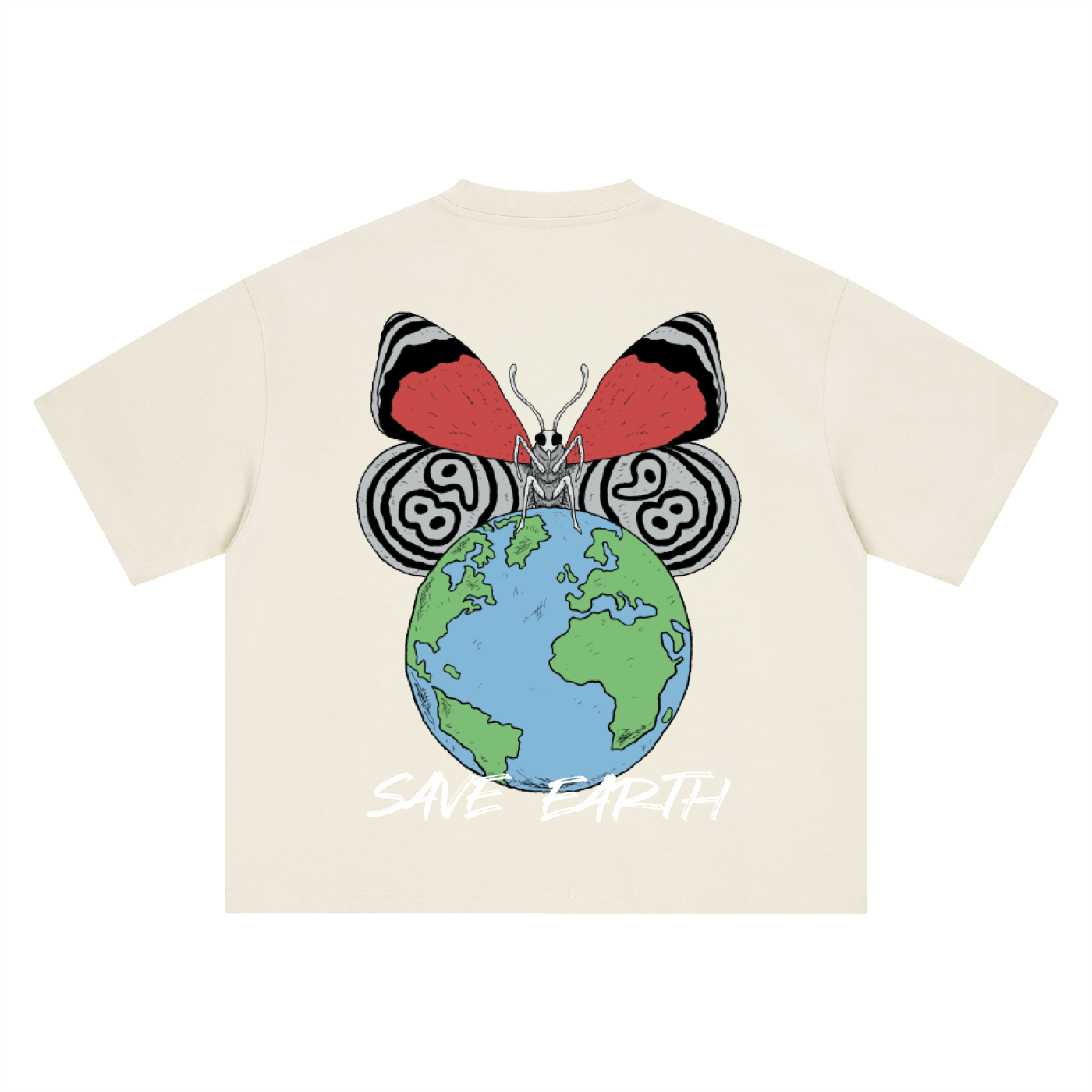 8998 "SAVE EARTH" 100% COTTON Boxy Oversized Tee