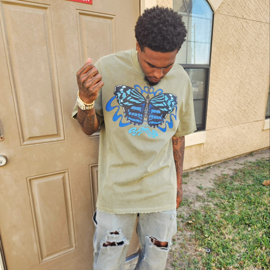 8998 "Bluewing" 100% COTTON Heavyweight Vintage Washed Frayed Tee
