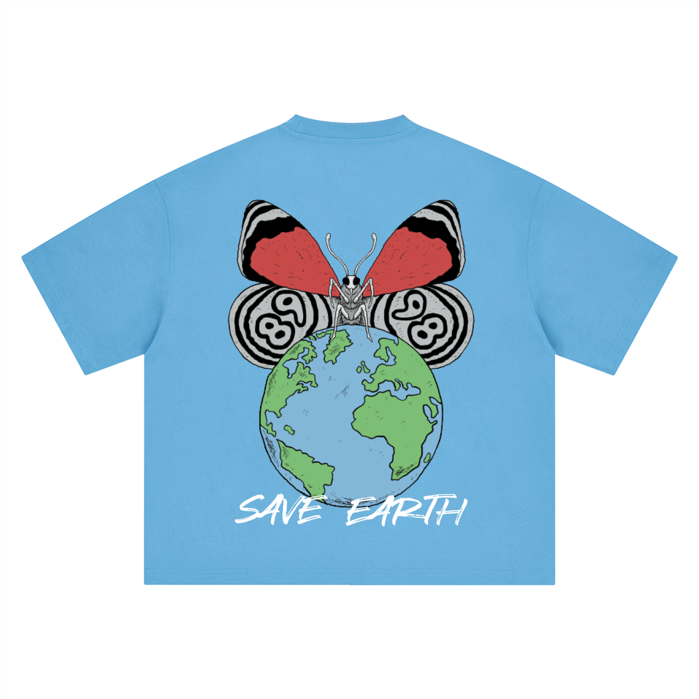 8998 "SAVE EARTH" 100% COTTON Boxy Oversized Tee