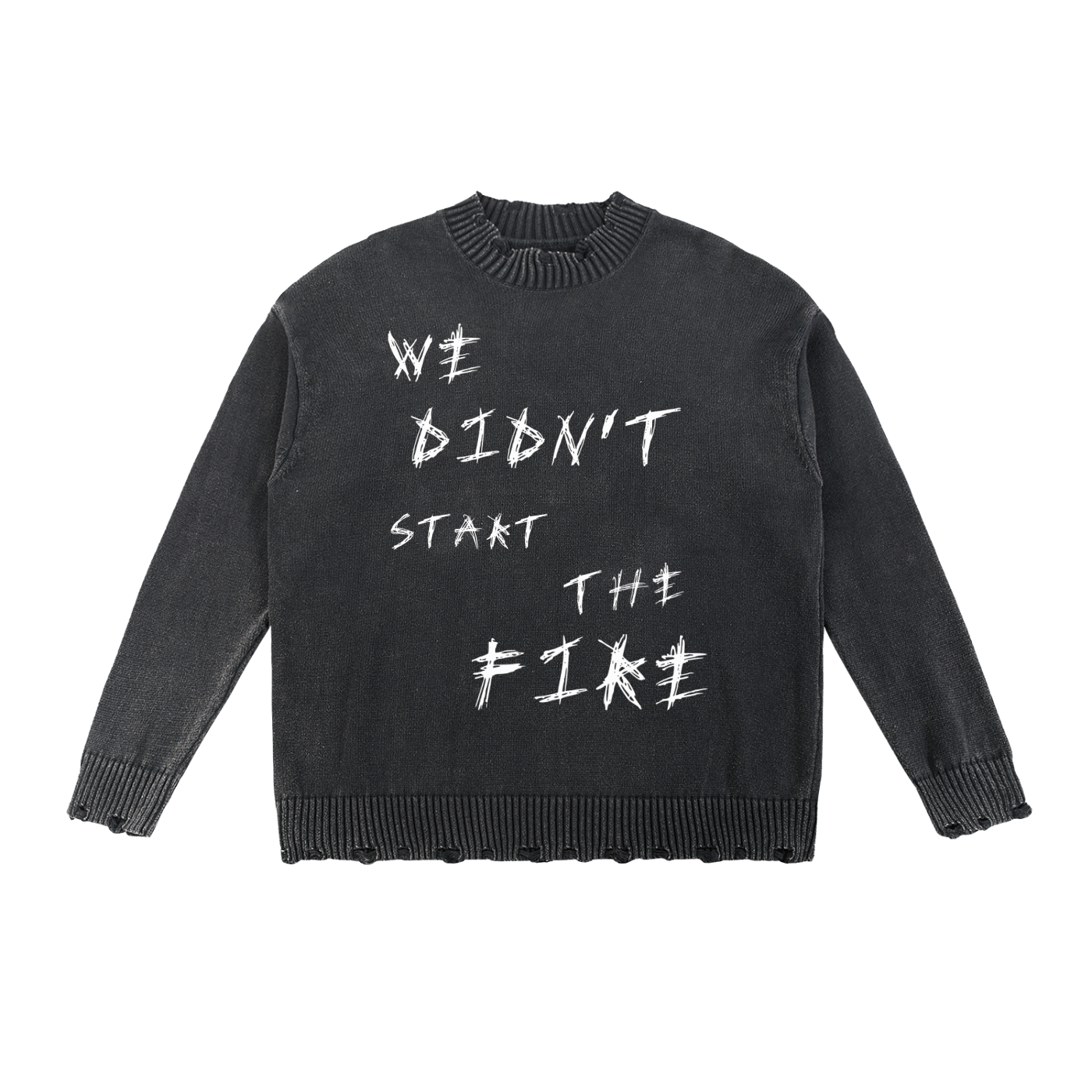 8998 "WDSTF" 100% COTTON Vintage Washed Hand-Frayed Sweater