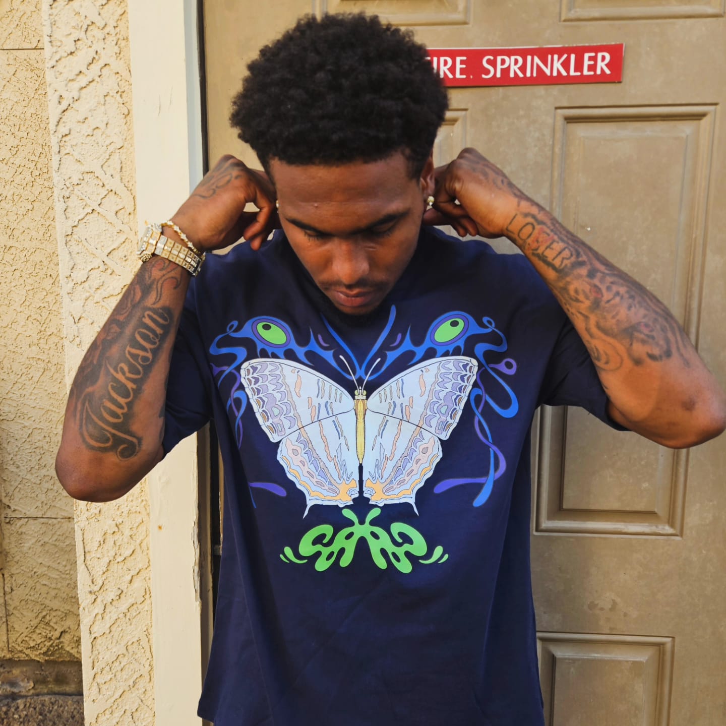 8998 "Marbled Mapwing" 100% Cotton Tee