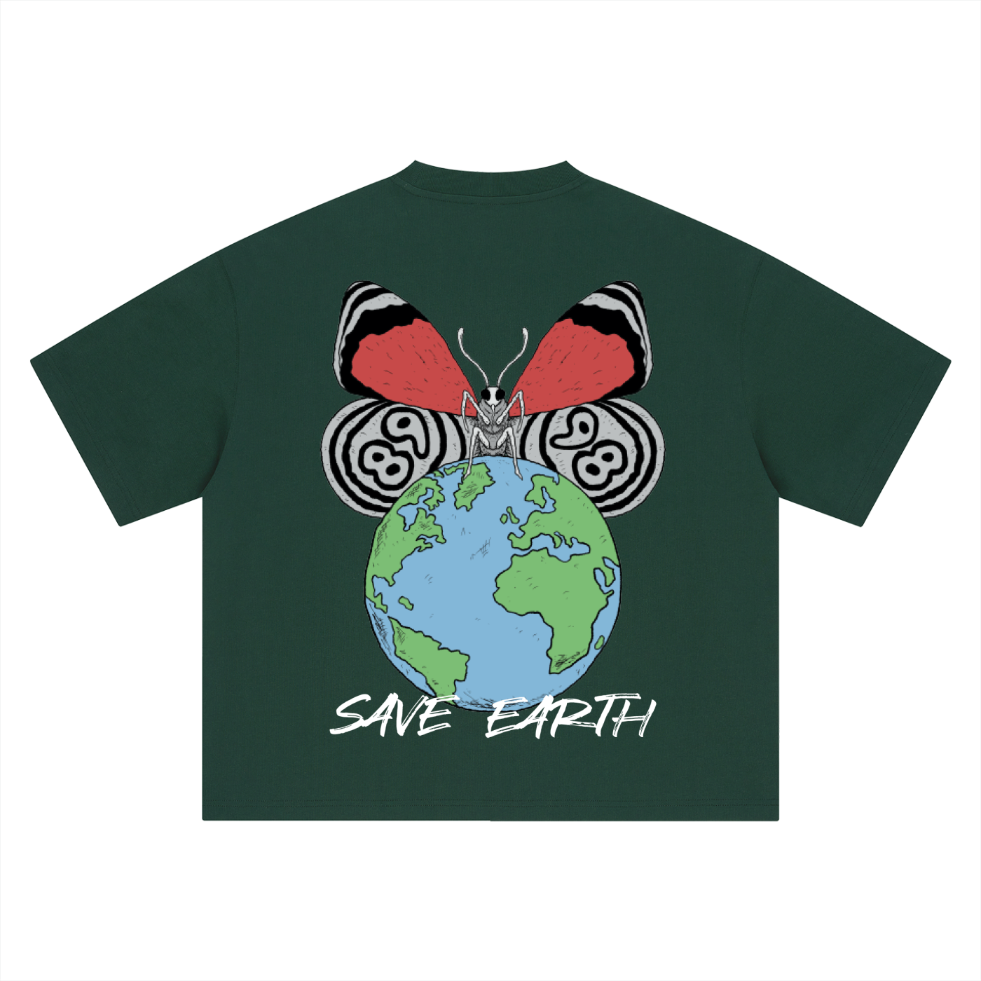 8998 "SAVE EARTH" 100% COTTON Boxy Oversized Tee