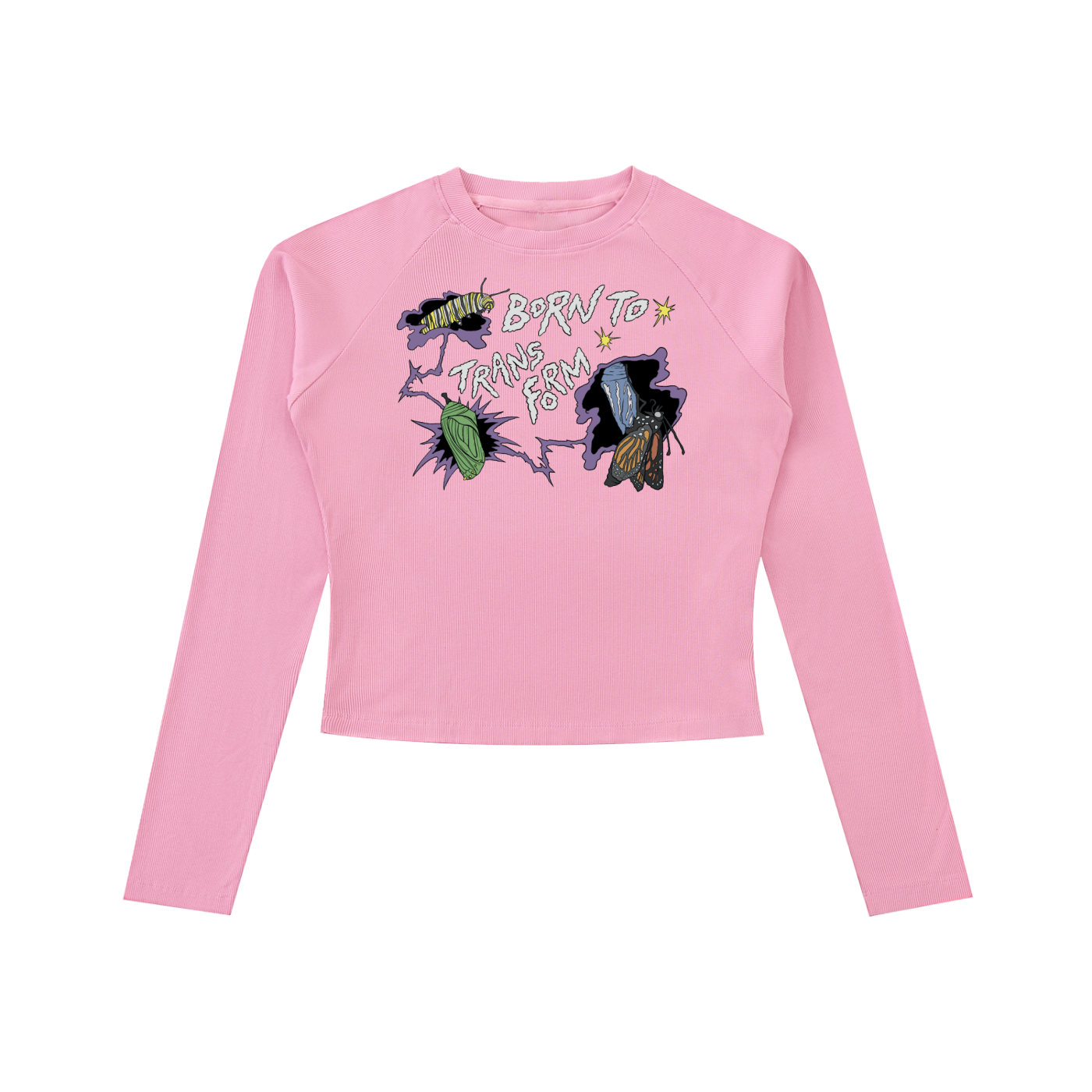 8998 "TRANSFORM" Dyed Washed Raglan Long Sleeve Slim Tee