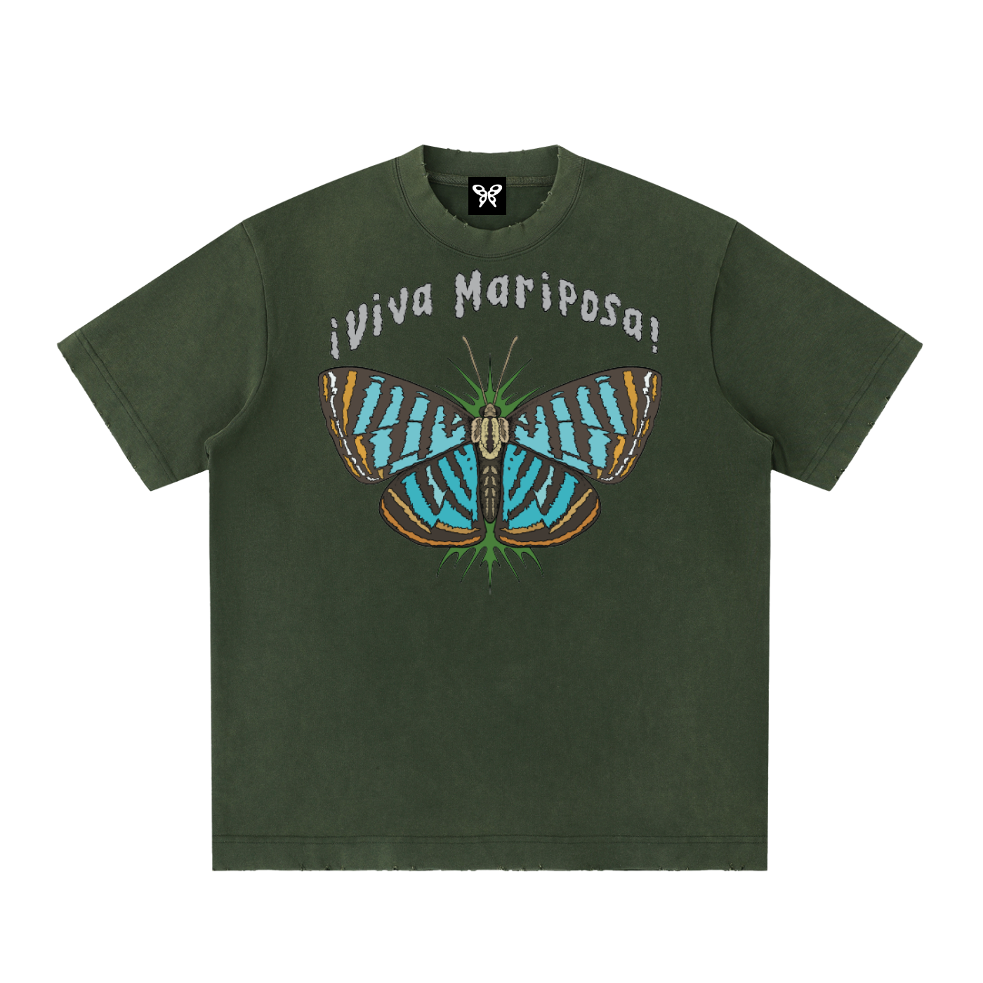 8998 "Argyrogrammana" 100% COTTON Heavyweight Vintage Washed Frayed Tee