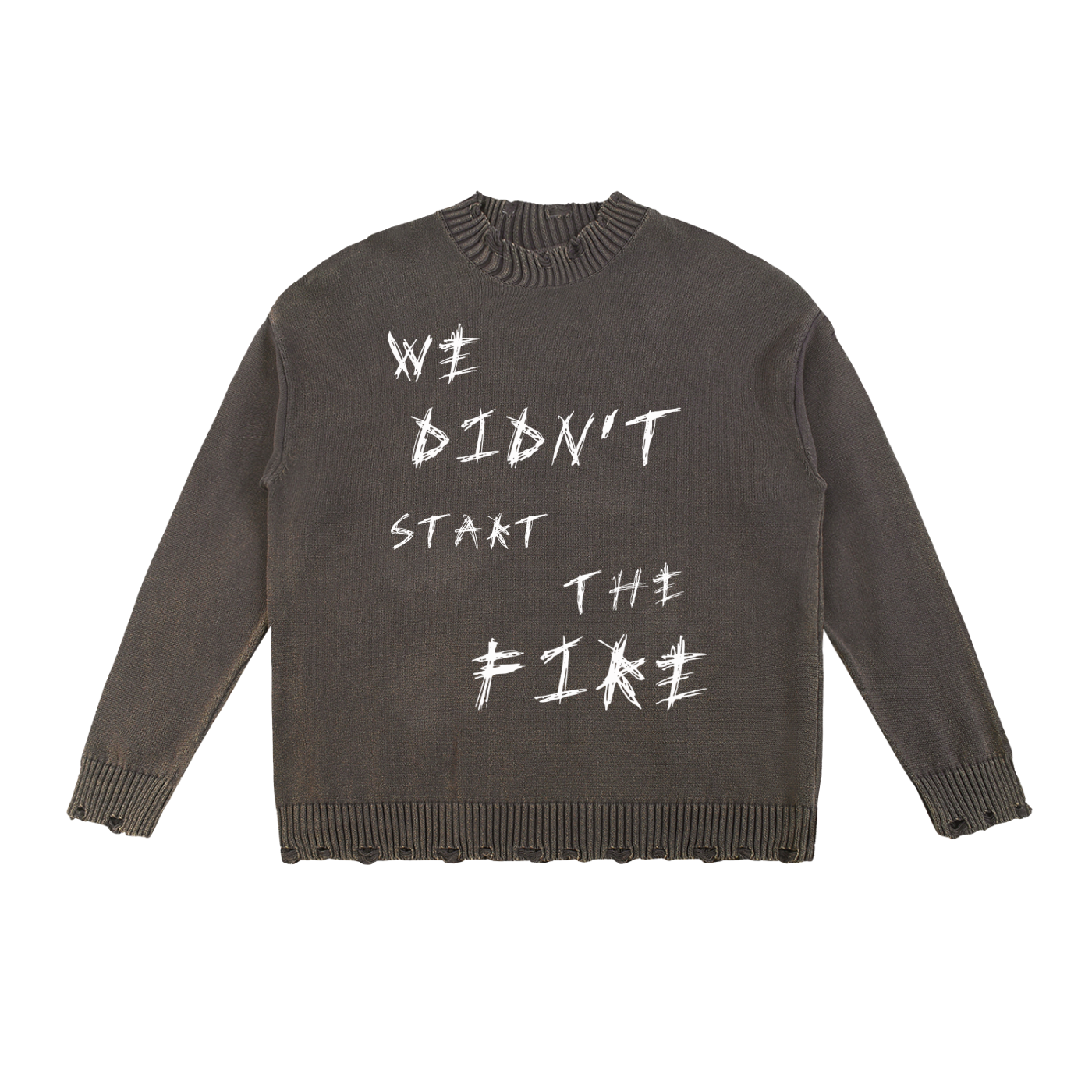 8998 "WDSTF" 100% COTTON Vintage Washed Hand-Frayed Sweater