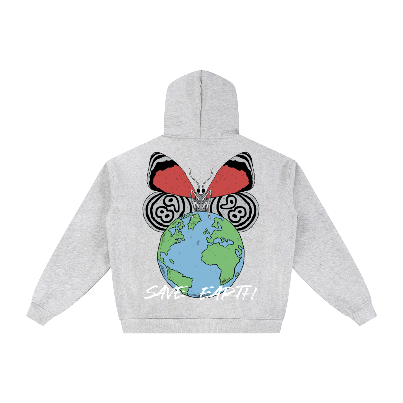 8998 "SAVE EARTH" Fleece Zip-Through Hoodie