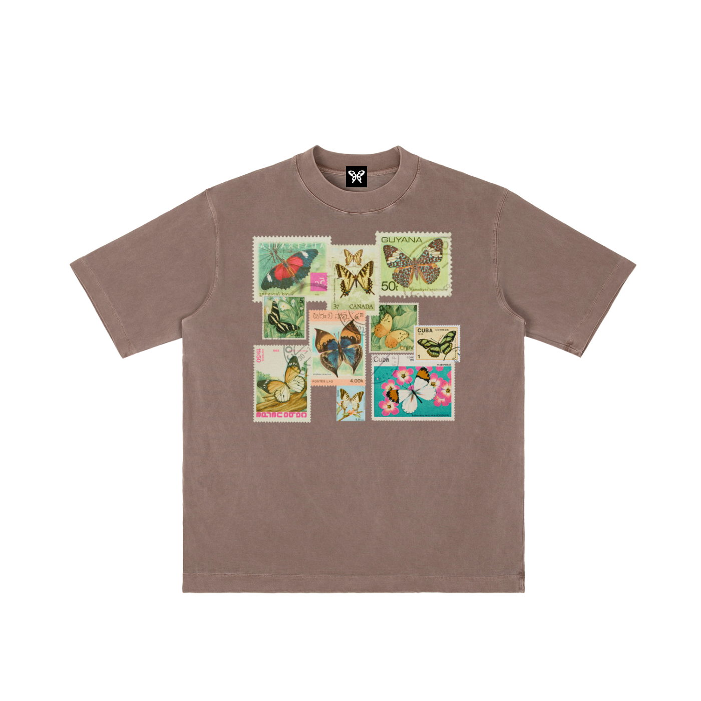 8998 "Stamps" Vintage Wash Drop Shoulder Tee