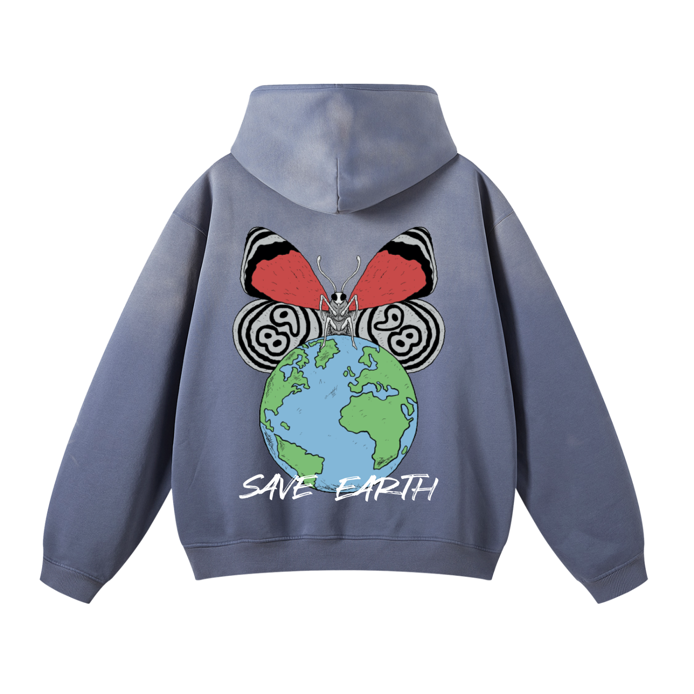 8998 "SAVE EARTH" Sunfade Fleeced Hoodie