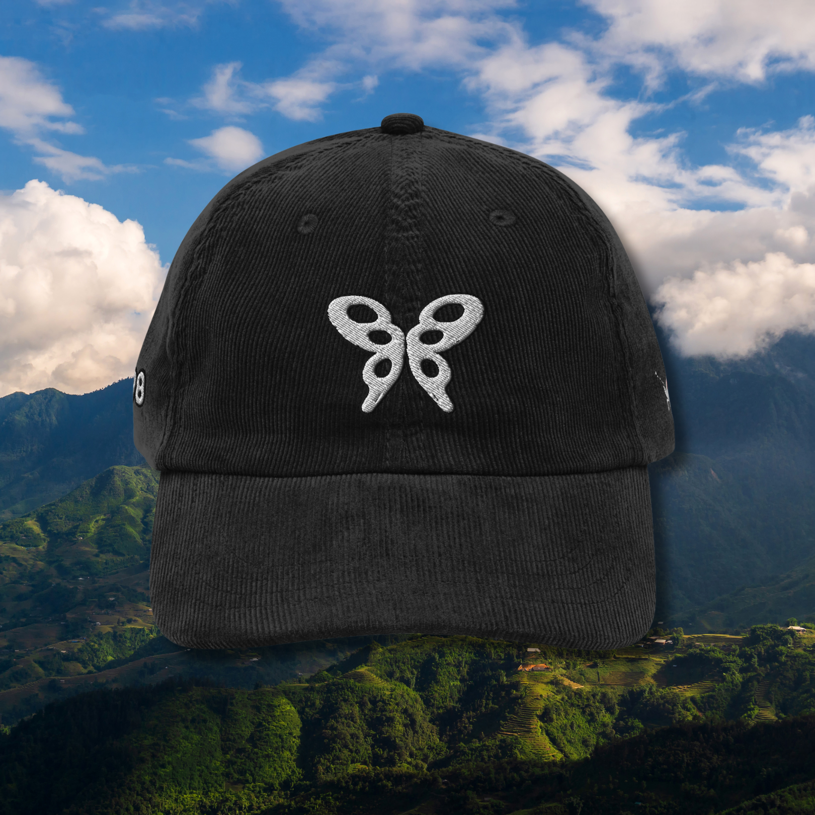 8998 Butterfly Corduroy Cap