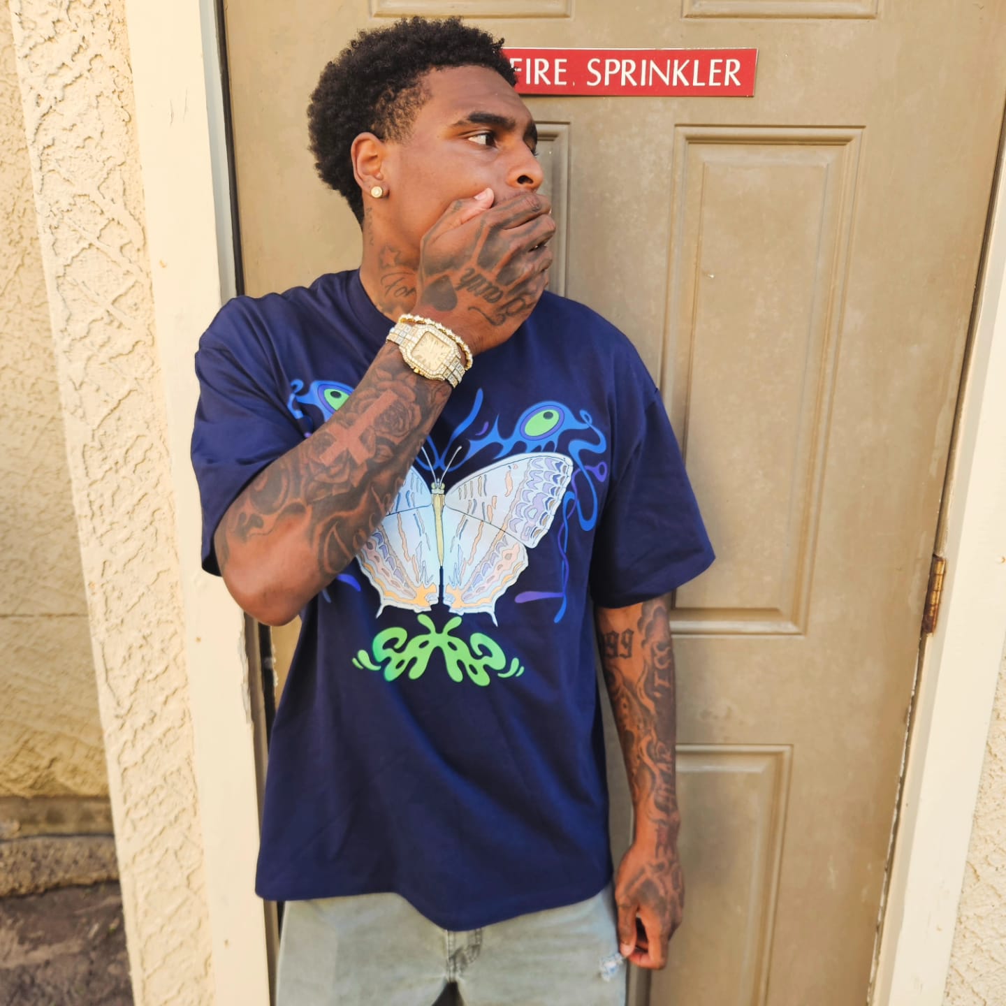 8998 "Marbled Mapwing" 100% Cotton Tee