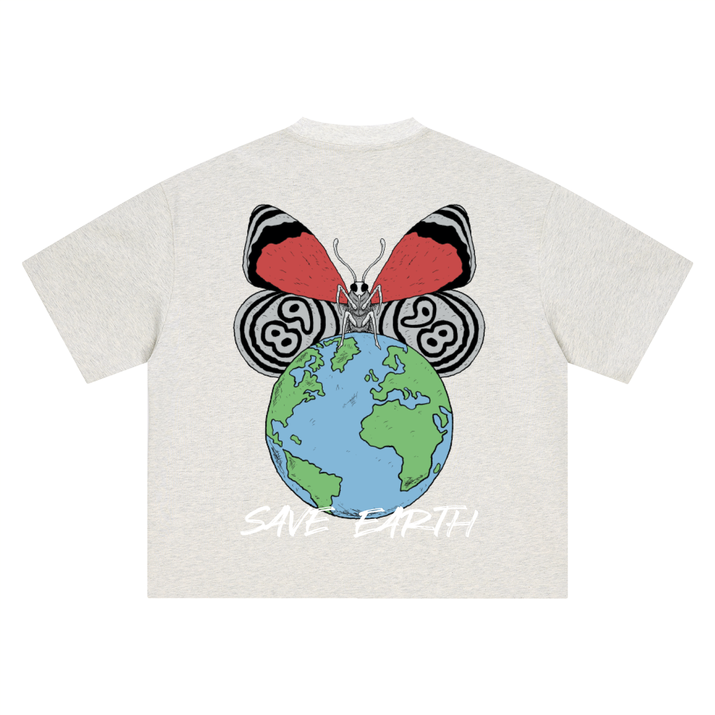 8998 "SAVE EARTH" 100% COTTON Boxy Oversized Tee