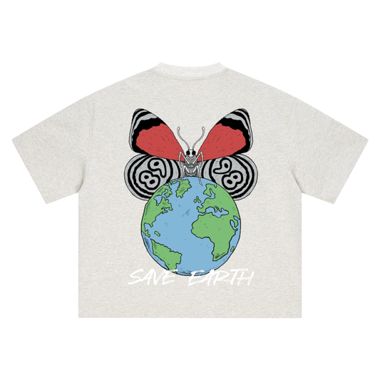 8998 "SAVE EARTH" 100% COTTON Boxy Oversized Tee