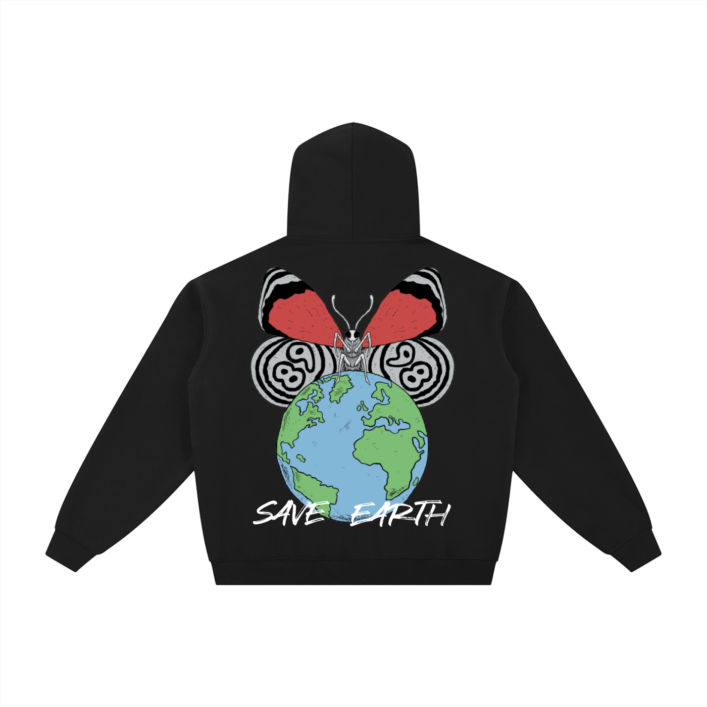 8998 "SAVE EARTH" Fleece Zip-Through Hoodie
