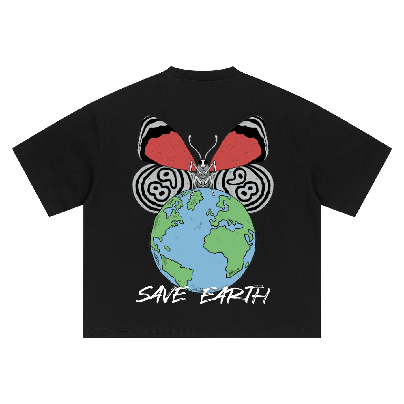 8998 "SAVE EARTH" 100% COTTON Boxy Oversized Tee