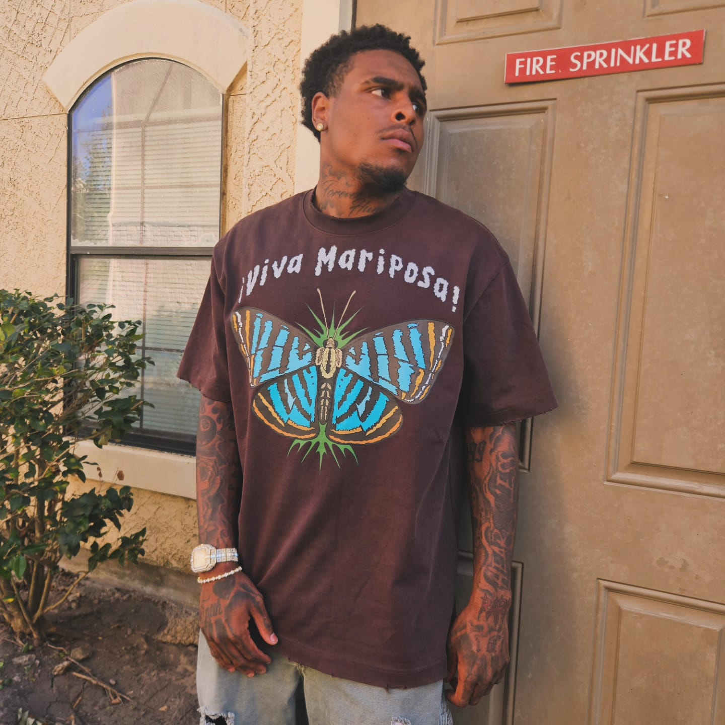8998 "Argyrogrammana" 100% COTTON Heavyweight Vintage Washed Frayed Tee