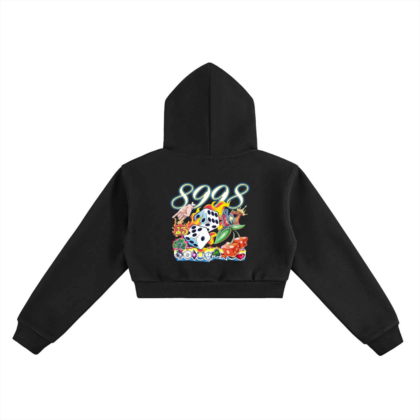 8998 "LUCK" Cropped Hoodie